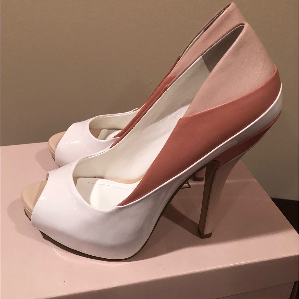 BCBG open toe heels-like new